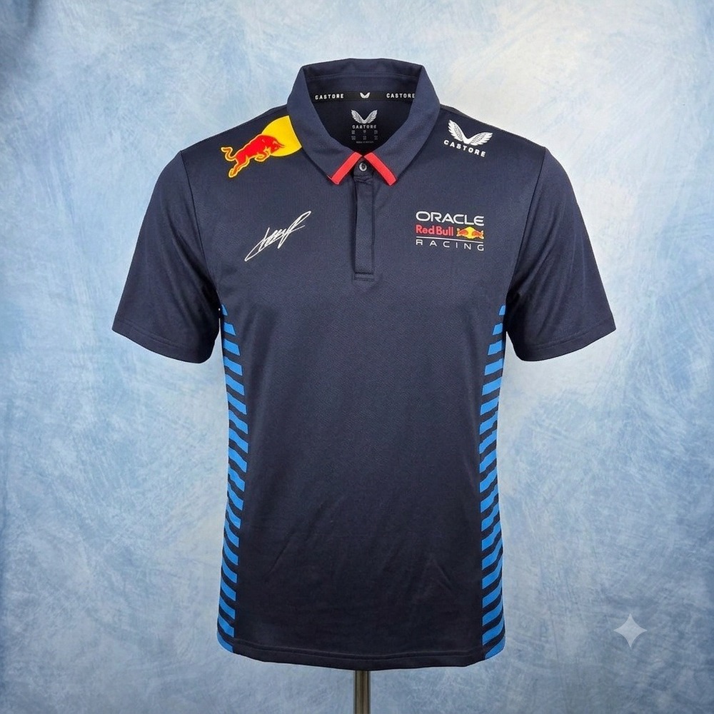 Castore Oracle Red Bull Racing F1 Sergio Perez 11 Polo Shirt Navy Mens 2XL
